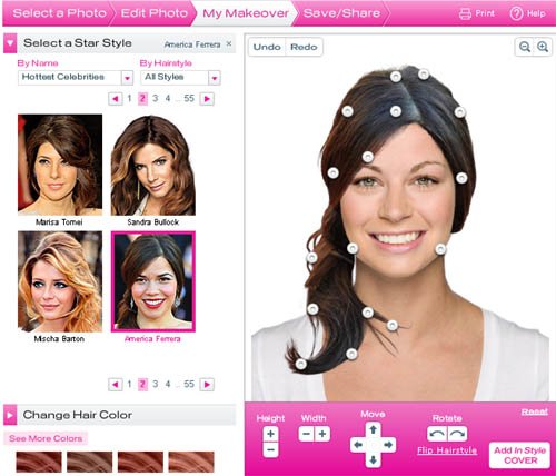 with hollywood hair makeover you can try on your favorite star styles ...