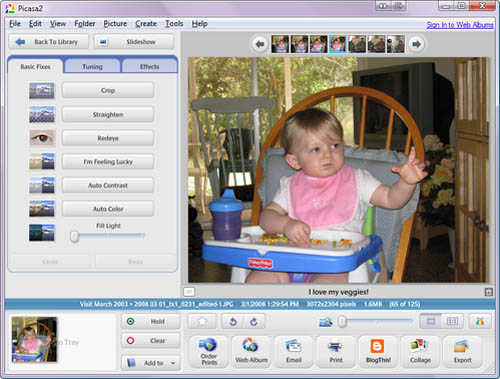 Picasa is a free digital photo organizer and editor