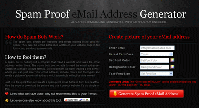 Spam Proof eMail Address Generator Is An Advanced Email Link Generator With Anti-Spam Encoder 18