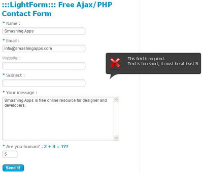 LightForm – Free Stylish Ajax/PHP Contact Form