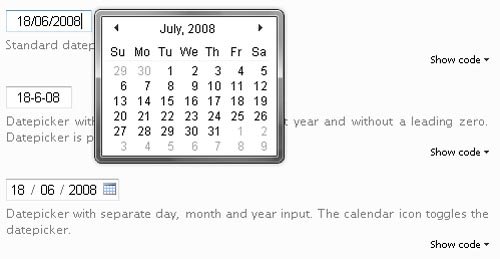 vista like ajax calendar