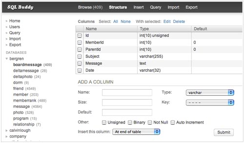 SQL Buddy, A Web Based MySQL Administration With An Ajaxed Interface 9