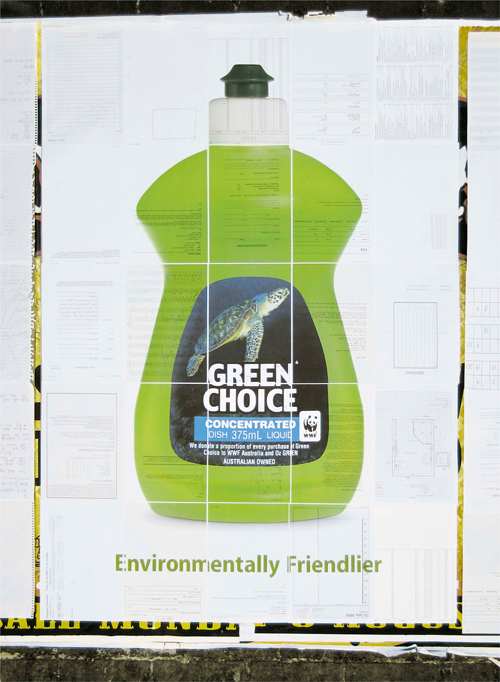 Green Choice dish-washing liquid: Recycled paper