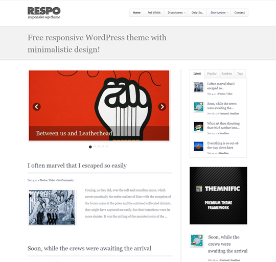 Free Minimal Responsive WordPress Themes
