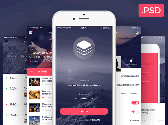 8 Fresh & Free Mobile App PSD Templates