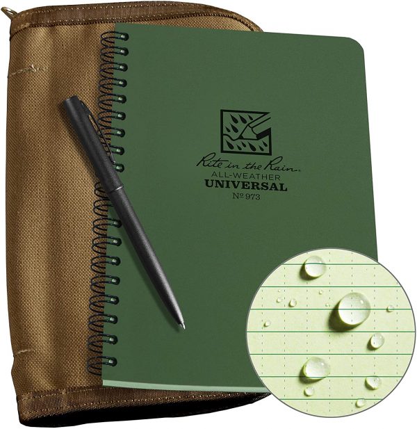 Weatherproof Side Spiral Kit Includes Notebook, Cover & Pen 1