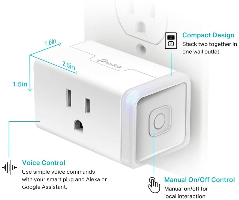 Kasa Smart Plug HS103P2, Smart Home Wi-Fi Outlet