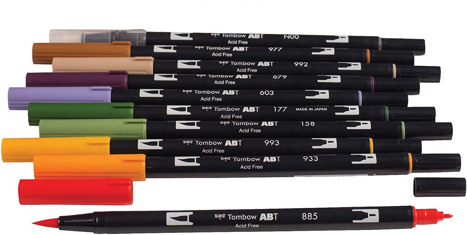 Tombow : Art Dual Blendable Brush Pens : Set of 18 : Pastel Colour