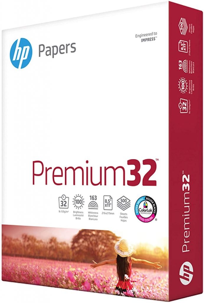hp Paper Printer Premium 32 lb – 8.5 x 11 Paper – 1 Ream 500 Sheets