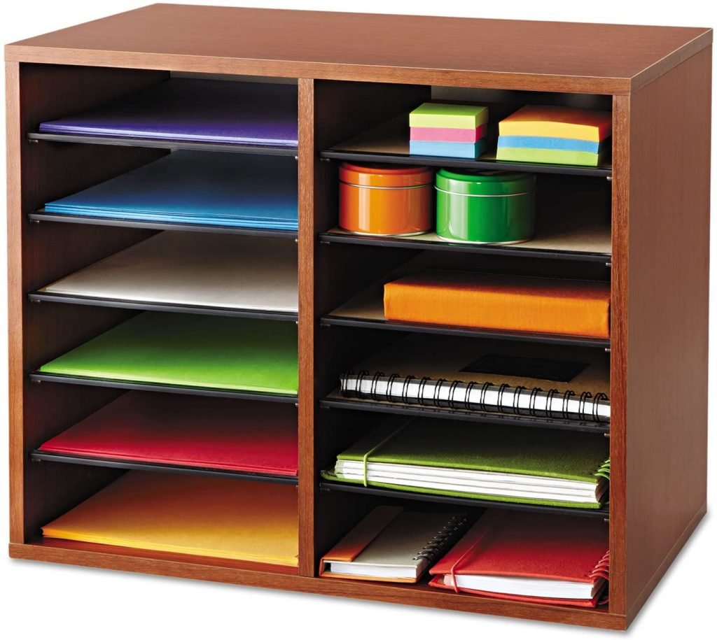Safco Wood Adjustable Literature Organizer 12 Compartment