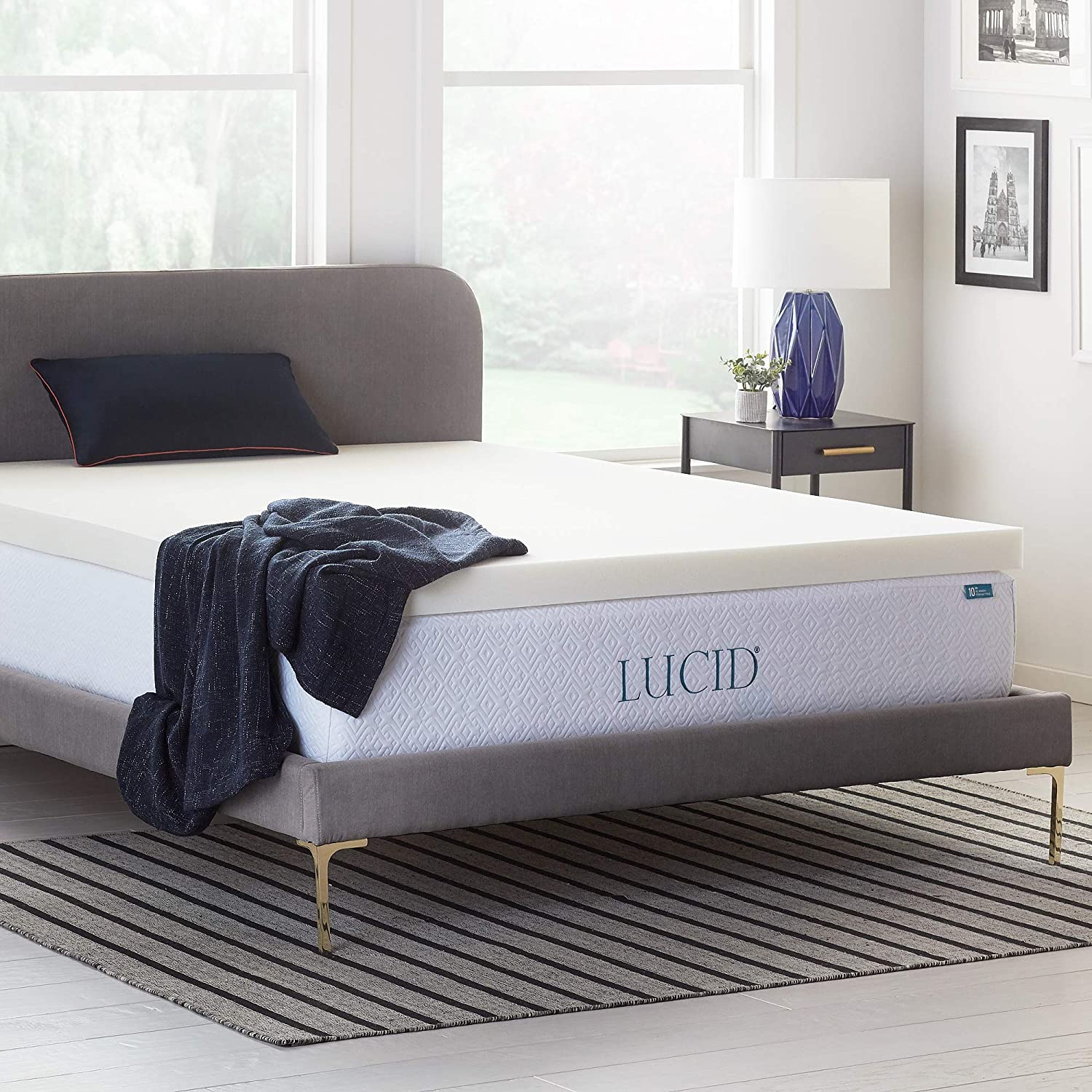 Lucid Comfort Collection - 4 Gel Memory Foam Full Mattress Topper