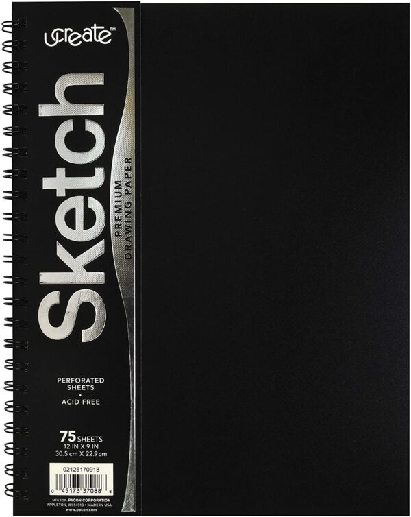 UCreate Poly Cover Sketch Book, Heavyweight, 12" x 9", 75 Sheets