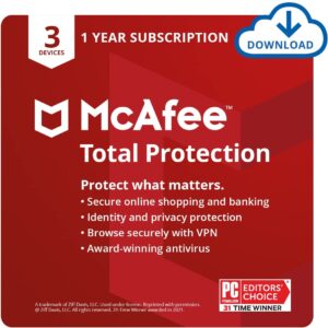 McAfee Total Protection 2022 - 3 Device - Antivirus Internet Security Software