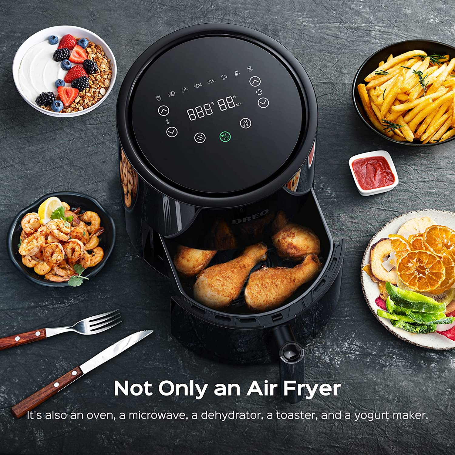 Dreo Air Fryer - 100°F to 450°F, 4 Quart Hot Oven Cooker with 50 Recipes