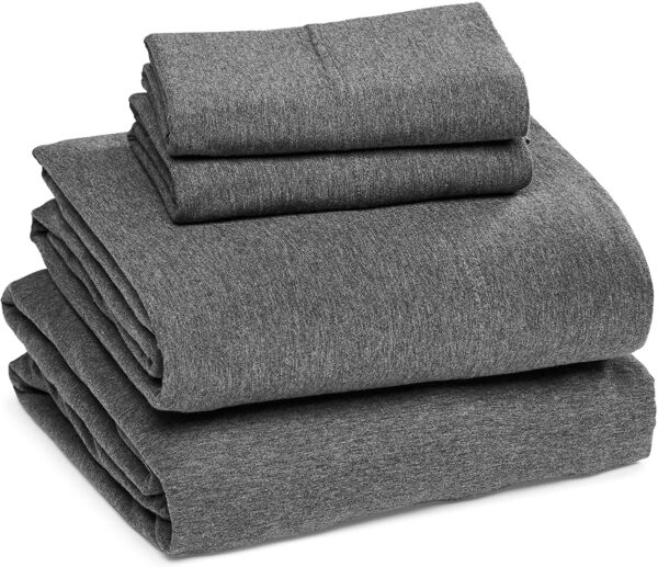 Cotton Jersey Bed Sheet Set for Cozy Sleeping - Full, Dark Gray