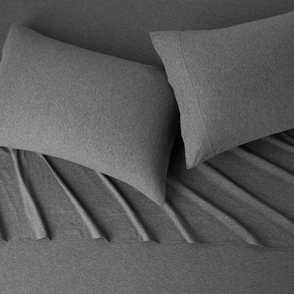 Cotton Jersey Bed Sheet Set for Cozy Sleeping - Full, Dark Gray - Image 2