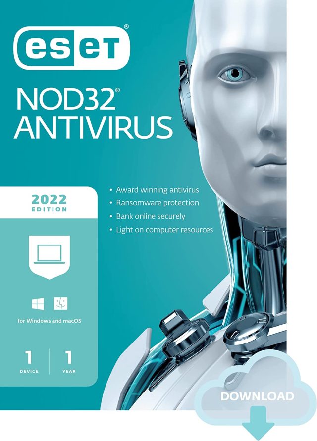 ESET NOD32 Antivirus Software 2022 Edition, 1 Device, 1 Year, Powerful Security 1