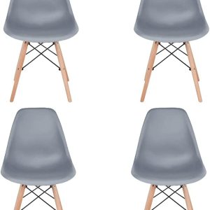 CangLong Lounge DSW Side Dining Chairs Set of 4, Plastic Grey Color