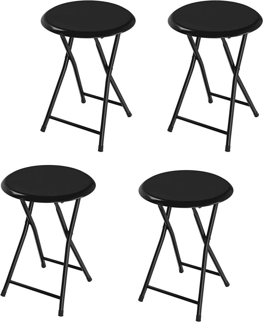 Lavish Home 18-Inch Folding Portable Stool Bar Heavy-Duty Padded – Set of 4