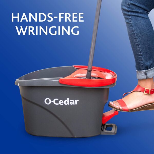 O-Cedar EasyWring Microfiber Spin Mop, Bucket Floor Cleaning System, Red, Gray - Image 2