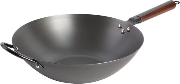 Babish Carbon Steel Flat Bottom Wok and Stir Fry Pan, 14-Inch 1