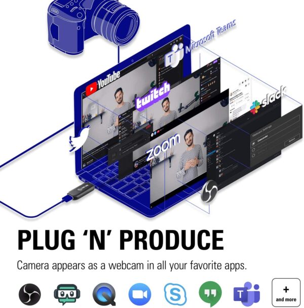 Elgato Cam Link 4K, External Camera Capture Card, Stream and Record with DSLR, Camcorder 4