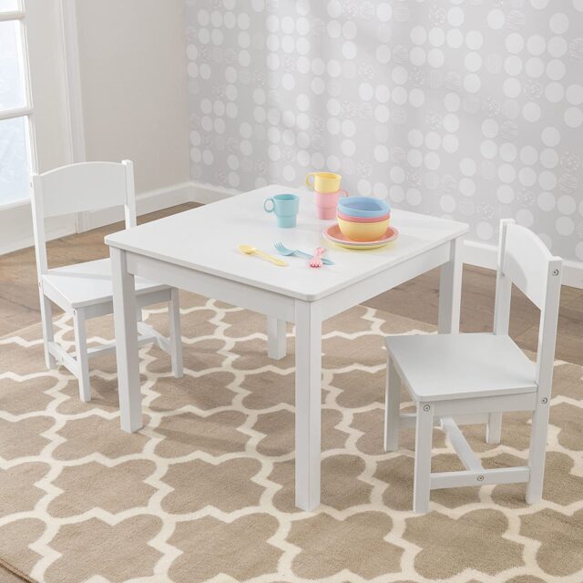 KidKraft Aspen Table and 2 Chair Set for Kids - White 30.75" x 27.5" x 5.25" 7