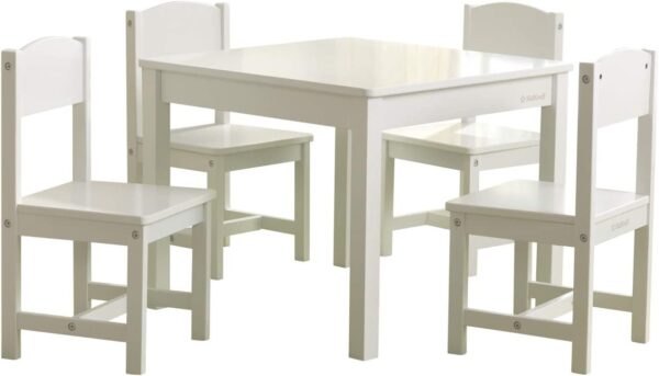 KidKraft Wooden Farmhouse Table and 4 Chair Set, Children's Furniture for Arts and Activity - White, Gift for Ages 3-8 2