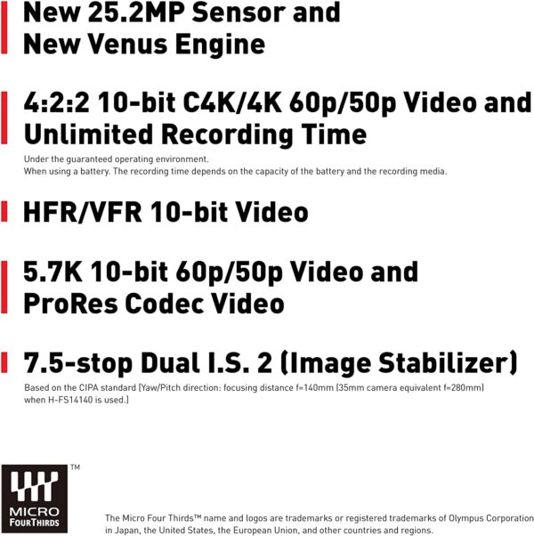 Panasonic LUMIX GH6 Camera, 25.2MP Mirrorless Micro Four Thirds 4