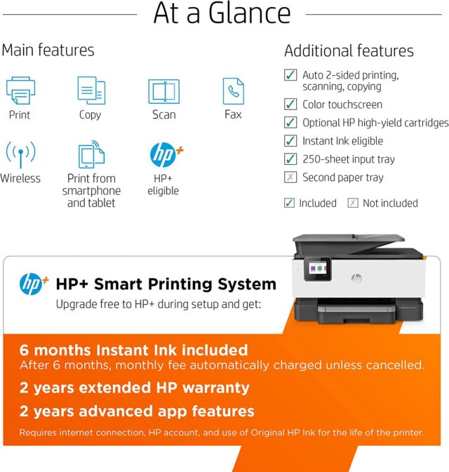 HP OfficeJet Pro 9018e Wireless Color All-in-One Printer with Bonus 6 Months Instant Ink 6