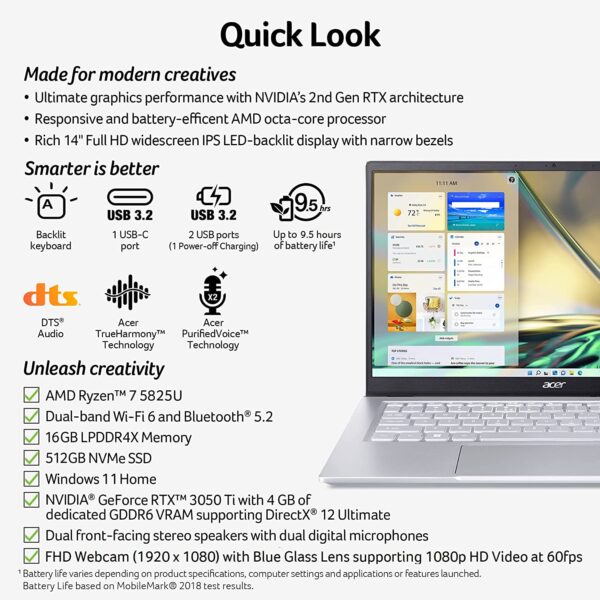 Acer Swift X Laptop SFX14-42G-R607 | 14" Full HD 100% sRGB 4