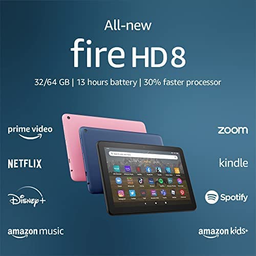 All-new Amazon Fire HD 8 tablet, 8” HD Display, 32 GB, 30% faster processor, designed for portable entertainment, (2022 release) 1