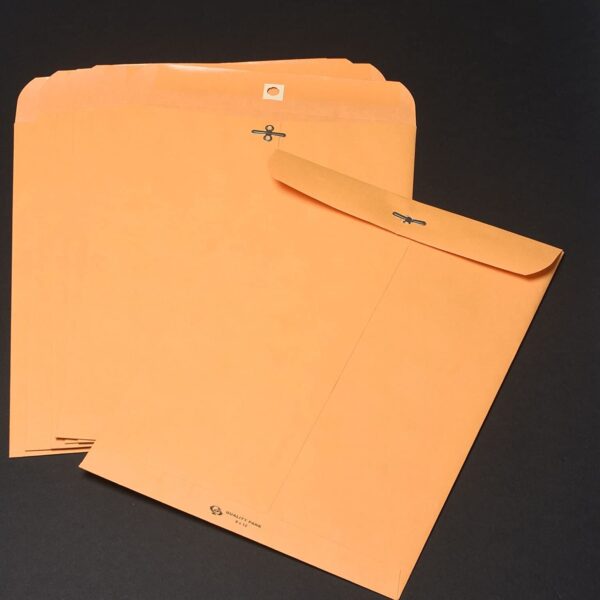 Quality Park 9 x 12 Brown Kraft Clasp Envelopes with Deeply Gummed Flaps, Great for Filing, Storing or Mailing Documents, 28 lb, 100 per Box - Image 2