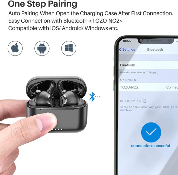 TOZO NC2 Wireless Earbuds with Hybrid Active Noise Cancelling 3