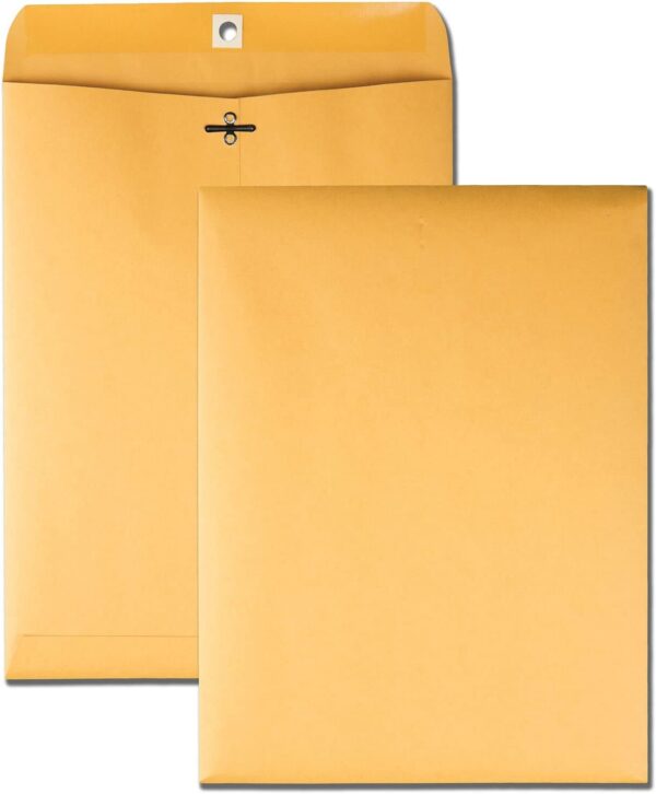 Quality Park 9 x 12 Brown Kraft Clasp Envelopes with Deeply Gummed Flaps, Great for Filing, Storing or Mailing Documents, 28 lb, 100 per Box 1