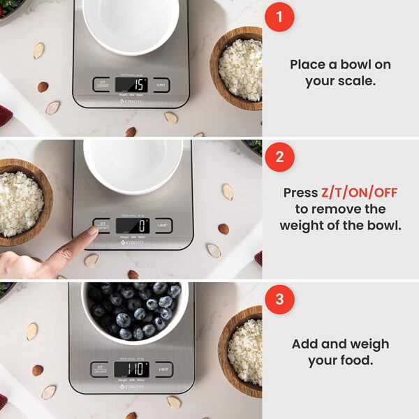 Etekcity Digital Kitchen Weighing Scale, Digital Grams and Ounces for Weight Loss, Baking, Cooking, Keto and Meal Prep 4