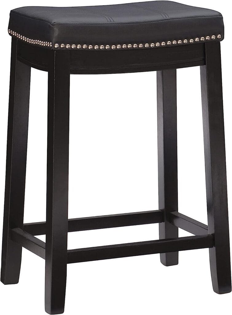 Linon Claridge Counter Stool, Black, 26″ x 18″ x 12.75″