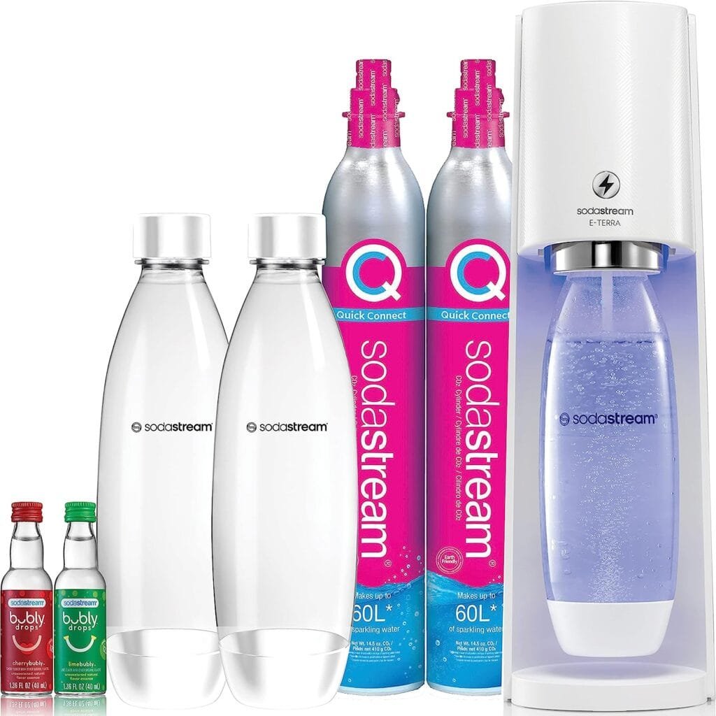 SodaStream E-TERRA Sparkling Water Maker Bundle, with CO2, Carbonating Bottles