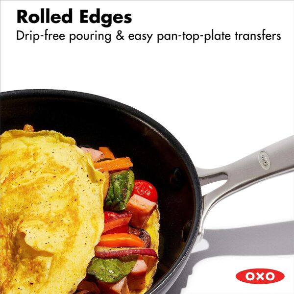 OXO Good Grips Pro 8-inch Frying Pan Skillet, 3-Layered Nonstick Coating, Dishwasher / Oven Safe, Stainless Steel Handle 4