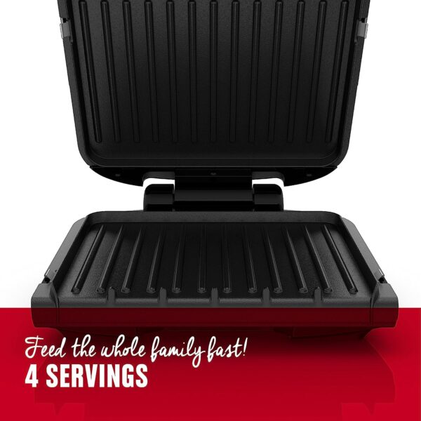 4-Serving George Foreman Electric Grill and Panini Press, Removable Plate, George Tough Non-Stick Coating 3
