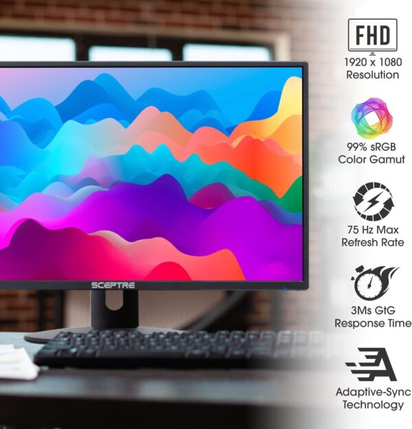 Sceptre 24-inch LED Monitor Professional Thin 1080p Build-in Speakers 3