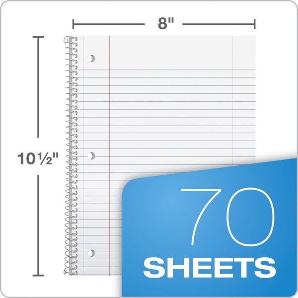 Oxford Spiral Notebook 6 Pack, 1 Subject, Wide Ruled Paper, 8 x 10-1/2 Inch - Image 2