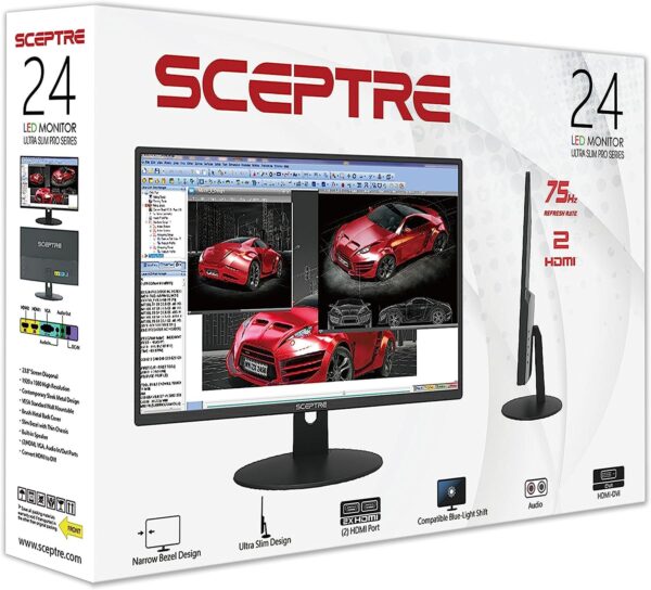 Sceptre 24-inch LED Monitor Professional Thin 1080p Build-in Speakers 6