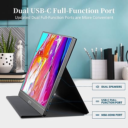 KYY Portable Monitor 15.6inch FHD 1080P USB-C Laptop HDMI Gaming Monitor External HDR Computer Display for PC MAC Phone Xbox PS4 Switch 3