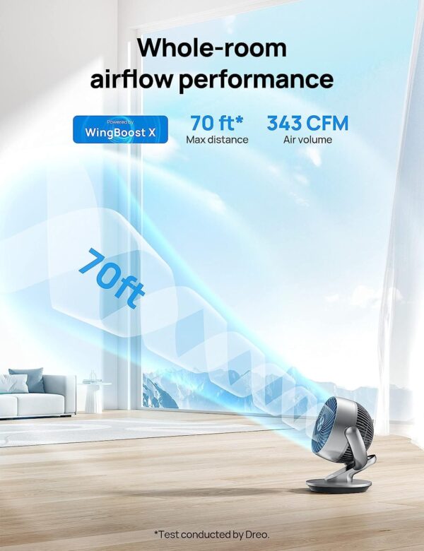 Dreo Smart Table Fans for Office, Home, 120°+90° Oscillating Fans with Remote/Voice/Wifi/Alexa Control, Powerful 70 ft Air Circulator Fan, 4 Speeds, 5 Modes, 12H Timer - Image 2