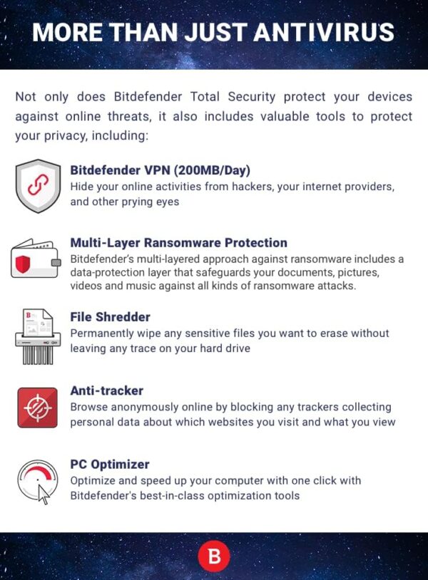 Bitdefender Total Security - 5 Devices | 1 year Subscription 3