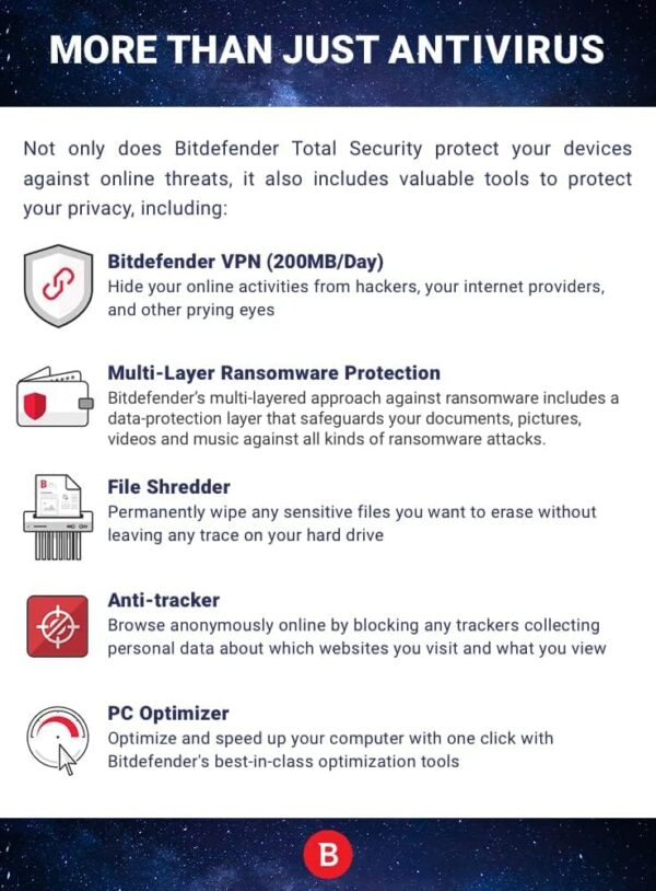 Bitdefender Total Security - 5 Devices | 1 year Subscription - Image 3