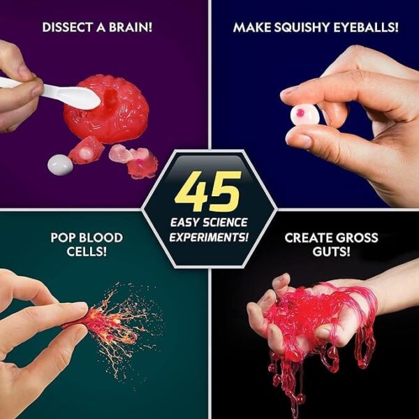 NATIONAL GEOGRAPHIC Super Gross Chemistry Set - 45 Experiments- Dissect a Brain, Make Glowing Slime Worms, for Kids 8-12 - Image 2