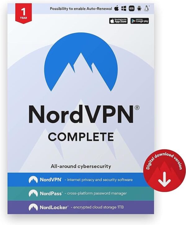 NordVPN Complete, 1-Year VPN & Cybersecurity Software