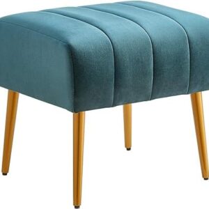 Velvet Vanity Stool Footrest with Metal Legs